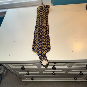 Versace Blue  and Gold Patterned Men's Tie - Classic Formal Accessory